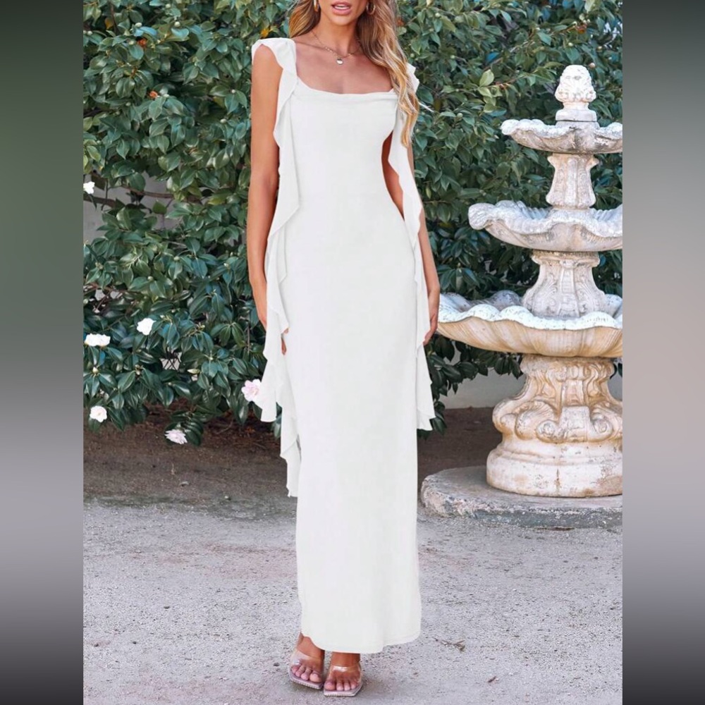 Elegant White Bodycon Evening Dress